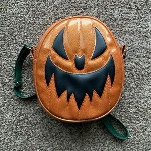 Handmade Love Pain And Stitches Orange Oval Glitter Crossbody Purse